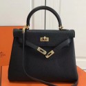 Knockoff Imitation Hermes Black Clemence Kelly 25cm GHW Bag HJ00576