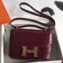 Knockoff Perfect Hermes Constance 24cm Bourgogne Porosus Crocodile HJ01213