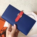 Knockoff Replica Hermes Bi-Color Epsom Bearn Wallet Electric Blue/Piment HJ00552