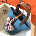 Luxury Hermes Bicolor Picotin Lock MM 22cm Blue Jean Bag HJ00137