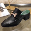 Luxury Imitation Designer Hermes Paradis Mule In Black Calfskin Leather HJ00040