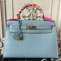 Replica AAA Hermes Light Blue Epsom Kelly 32cm Sellier Bag HJ00363