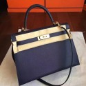 Replica AAA Knockoff Hermes Sapphire Epsom Kelly 32cm Sellier Handmade Bag HJ00513