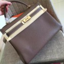 Replica Best Hermes Etoupe Clemence Kelly Retourne 28cm Handmade Bag Replica HJ00123