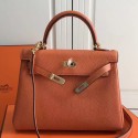 Replica Cheap Hermes Orange Clemence Kelly 25cm GHW Bag HJ01116