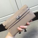 Replica Copy Hermes Kelly Ghillies Wallet In Grey Swift Leather HJ01336