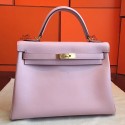 Replica Faux Hermes Rose Dragee Swift Kelly Retourne 32cm Handmade Bag HJ00523