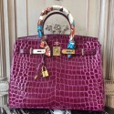 Replica Hermes Birkin 30cm 35cm Bag In Fuchsia Crocodile Leather HJ00496