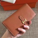 Replica Hermes Brown Clemence Bearn Gusset Wallet Replica HJ00033