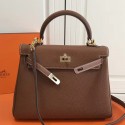 Replica Hermes Brown Clemence Kelly 25cm GHW Bag HJ00980