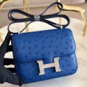 Replica Hermes Mini Constance 18cm Blue Electric Ostrich Leather HJ00318