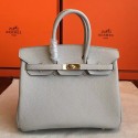 Replica Hermes Pearl Grey Clemence Birkin 30cm Handmade Bag HJ00198