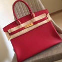 Replica Hermes Red Clemence Birkin 35cm Handmade Bag HJ00985