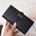 Replica High End Imitation Hermes Black Epsom Bearn Gusset Wallet HJ00794