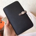 Replica Perfect Hermes Bicolor Dogon Duo Wallet In Black/Taupe Leather HJ01304
