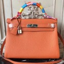 Replica Top Copy Hermes Orange Clemence Kelly 32cm Retourne Bag HJ00524