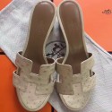 Replica Top Quality Hermes White Ostrich Oasis Sandals HJ00752