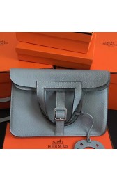 1:1 Hermes Halzan Bag In Blue Lin Clemence Leather HJ01168