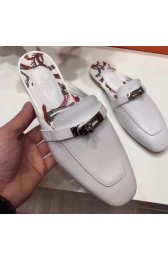 1:1 Hermes Oz Mule In White Calfskin Leather HJ01256