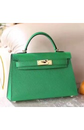 1:1 Replica Hermes Bamboo Epsom Kelly Mini II 20cm Handmade Bag HJ01189