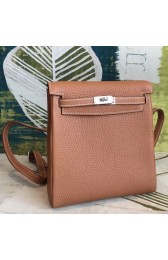 1:1 Replica Hermes Brown Clemence Kelly Ado PM Backpack HJ01143