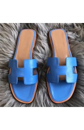 AAA Fake Hermes Oran Sandals In Blue Swift Leather HJ01062