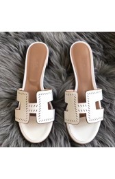 AAA Fake Hermes White Epsom Oasis Perforated Sandals HJ01064