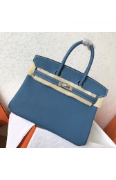 Cheap Hermes Blue Jean Clemence Birkin 25cm Handmade Bag HJ00746