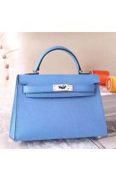 Copy Faux Hermes Celeste Epsom Kelly Mini II 20cm Handmade Bag HJ01351