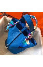 Copy Hermes Blue Hydra Picotin Lock MM 22cm Handmade Bag HJ00206