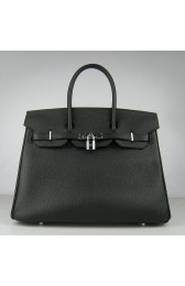 Designer Hermes Birkin 30cm 35cm Bag In Black Togo Leather HJ01076