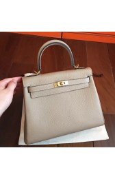 Fake AAA Replica Hermes Grey Clemence Kelly 25cm Retourne Handmade Bag HJ01284