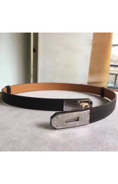 Fake Hermes Black Epsom Kelly Belt With Palladium Hardware Replica HJ00074
