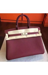 Faux Hermes Bordeaux Clemence Birkin 35cm Handmade Bag HJ01297