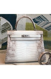 Faux Hermes Kelly 28cm Niloticus Crocodile Himalaya HJ01214