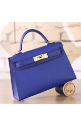 Hermes Electric Blue Epsom Kelly Mini II 20cm Handmade Bag HJ00865