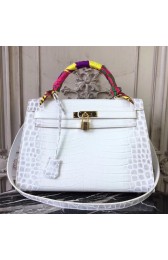 Hermes Kelly 32cm Bag In White Crocodile Leather HJ00458