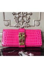 Hermes Medor Clutch Bag In Rose Red Crocodile Leather Replica HJ00617