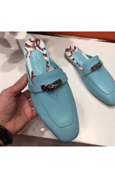 Hermes Oz Mule In Light Blue Calfskin Leather Replica HJ00744
