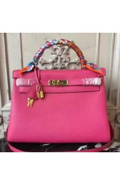 Hermes Rose Red Clemence Kelly 28cm Bag Replica HJ00232