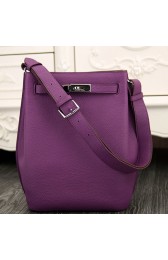 Hermes So Kelly 22cm Bag In Purple Leather HJ00594