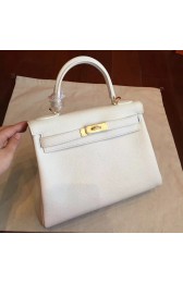 Hermes White Clemence Kelly Retourne 28cm Handmade Bag HJ01094