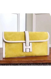 Hermes Yellow Suede Jige Elan 29 Clutch Bag HJ00897
