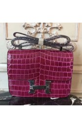 High End Fake Hermes Fuchsia Constance MM 24cm Crocodile Bag HJ00384