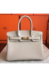 High End Hermes Beige Clemence Birkin 30cm Handmade Bag HJ01229