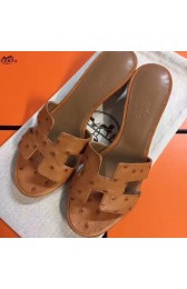 High End Hermes Brown Ostrich Oasis Sandals HJ00556