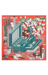 High End Hermes Corail Les Tresors D'un Artiste Silk Scarf HJ00894