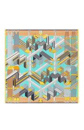 High End Knockoff Hermes Turquoise Sangles En Zigzag Silk Scarf HJ00673