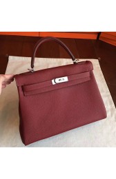 High Quality Replica Hermes Bordeaux Clemence Kelly Retourne 32cm Handmade Bag HJ00872