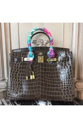 Hot Hermes Birkin 30cm 35cm Bag In Cafe Crocodile Leather Replica HJ00373